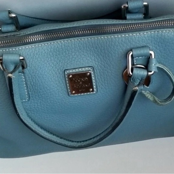 Dooney & Bourke Pebble Grain Leather Blue Zip Top Dome Satchel - Picture 6 of 12